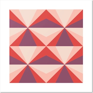 Vintage Geometric Red Star Pattern Posters and Art
